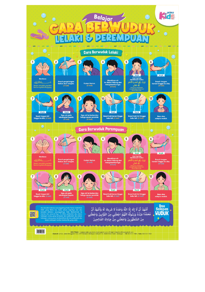 Poster Belajar Cara Berwuduk Lelaki & Perempuan