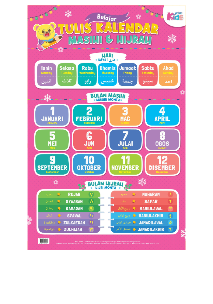 Poster Belajar Tulis Kalendar Masihi & Hijrah