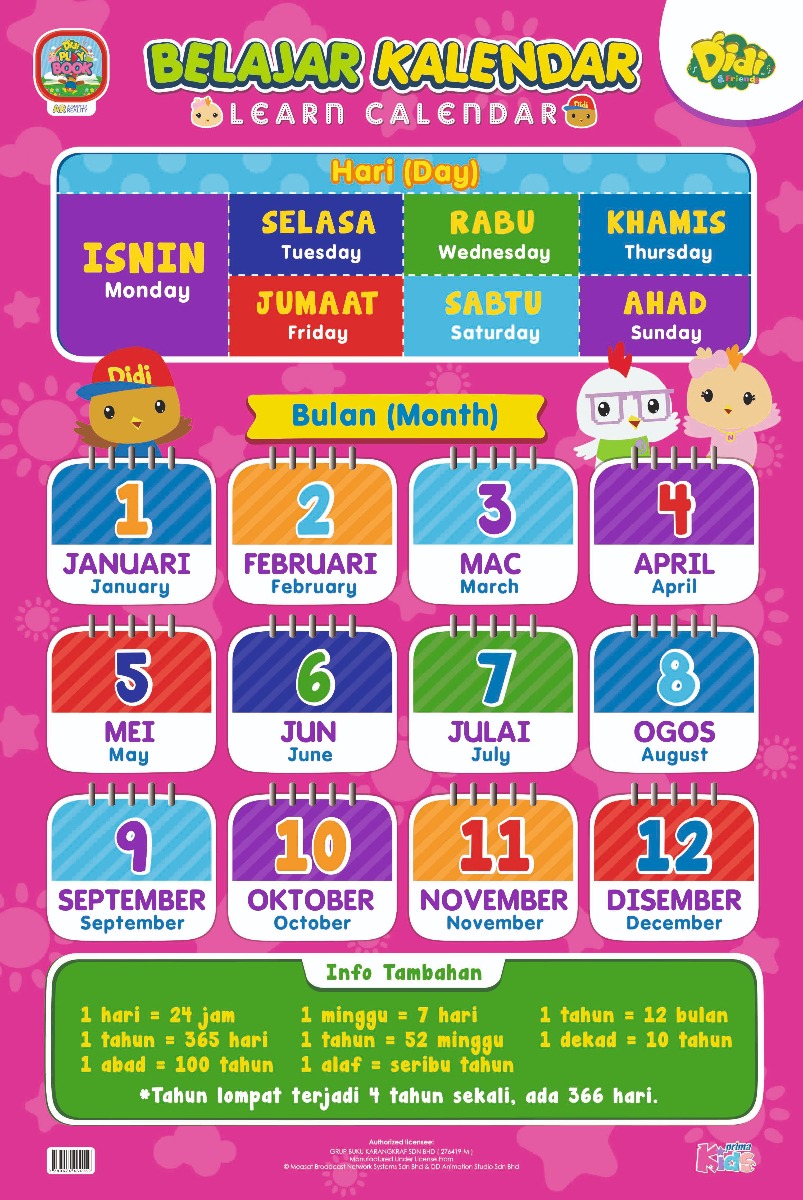 Poster Belajar Kalendar Didi & Friends