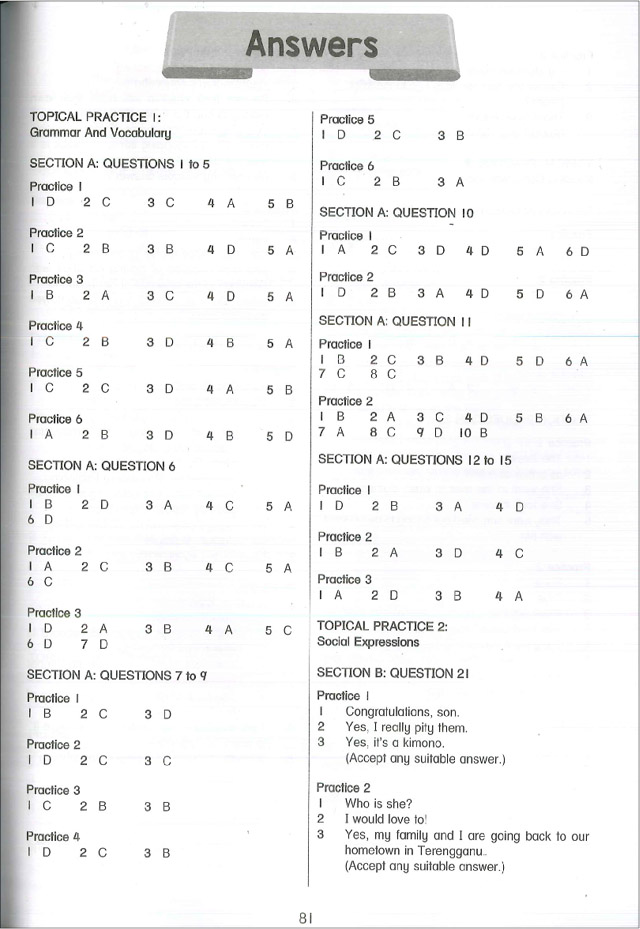 Praktis Topikal UPSR (2019) English Year 5