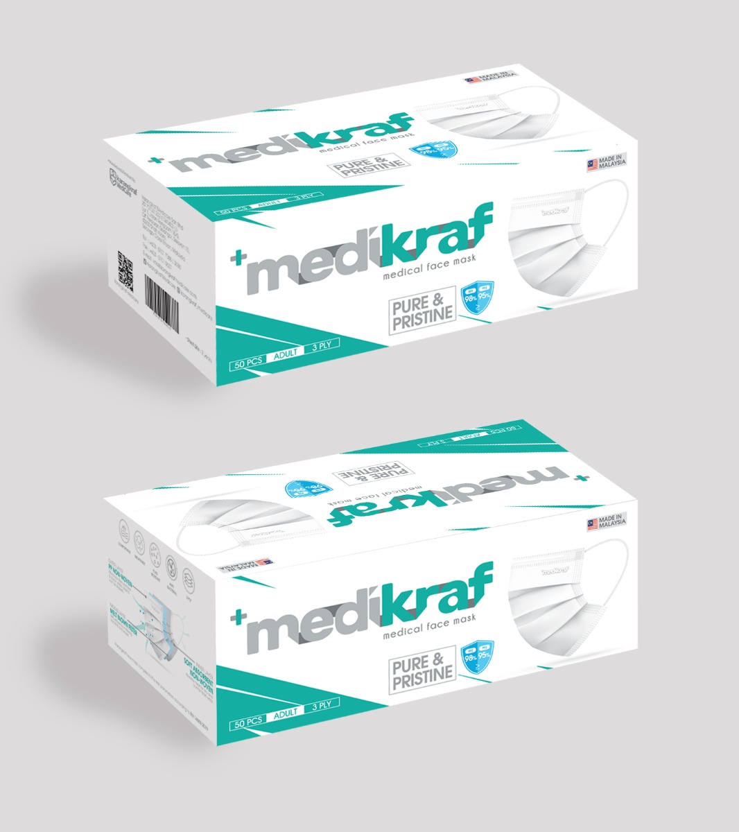 Medical Face Mask medikraf [50 Helai] (Putih)