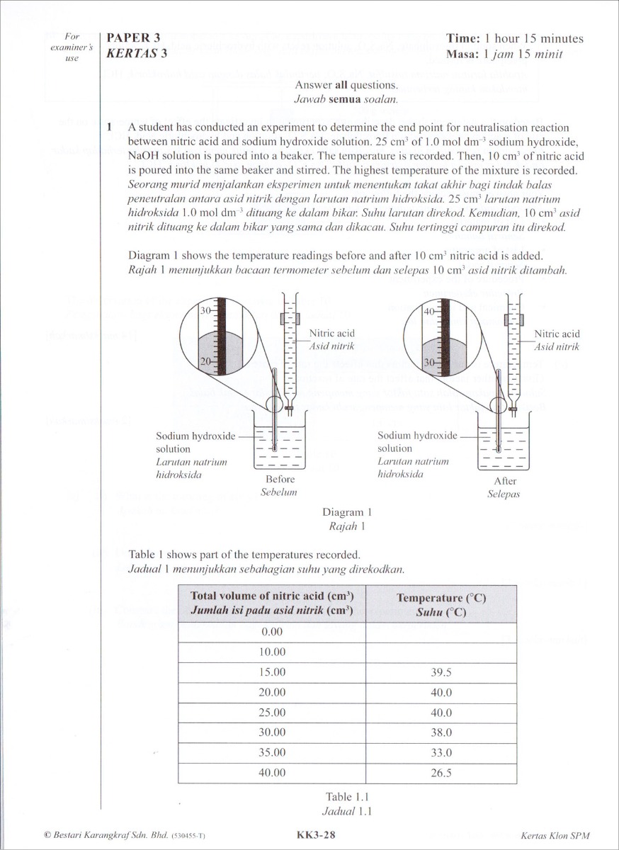 Koleksi Kertas Klon SPM Chemistry (Bilingual)