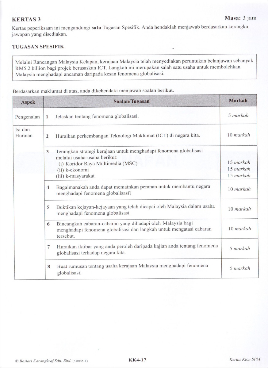 Koleksi Kertas Klon SPM Sejarah