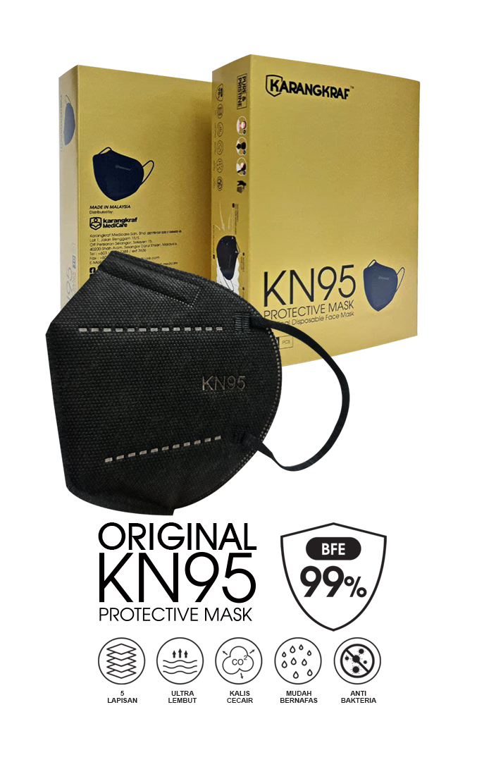 Karangkraf KN95 Medical Protective Face Mask (Black) (Earloop) -