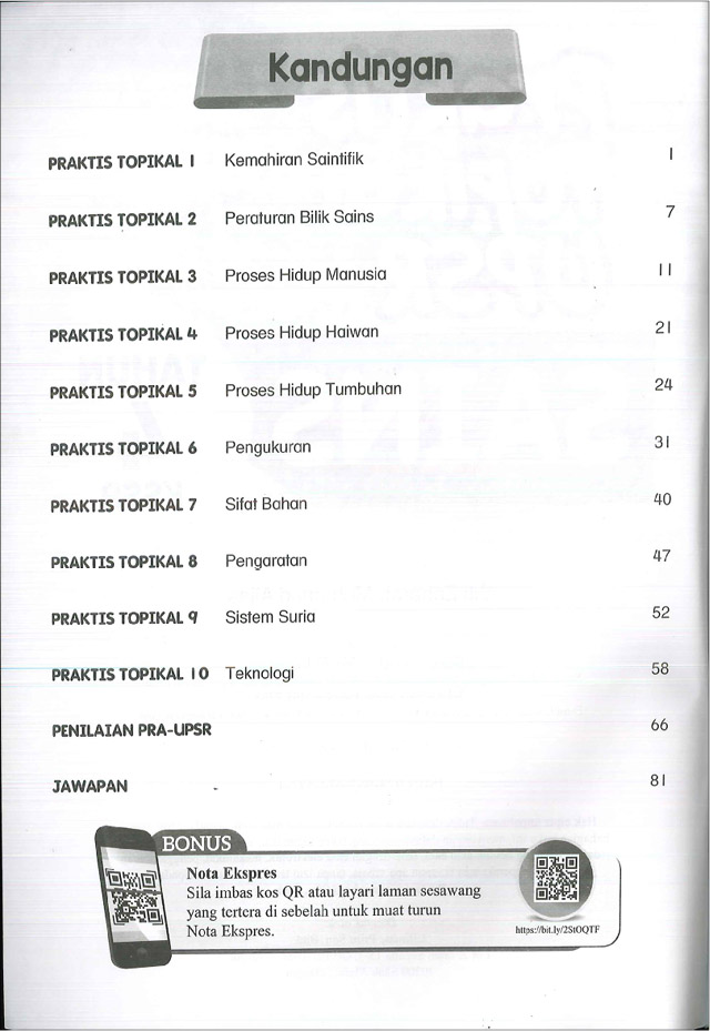 Praktis Topikal UPSR (2019) Sains Tahun 4