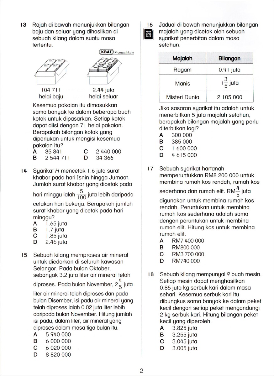 Praktis Topikal UPSR Matematik Tahun 6 (2020)