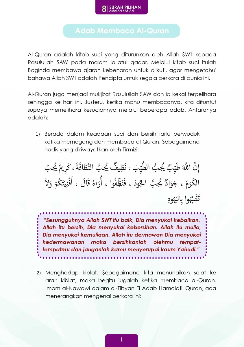 8 Surah Pilihan Amalan Harian