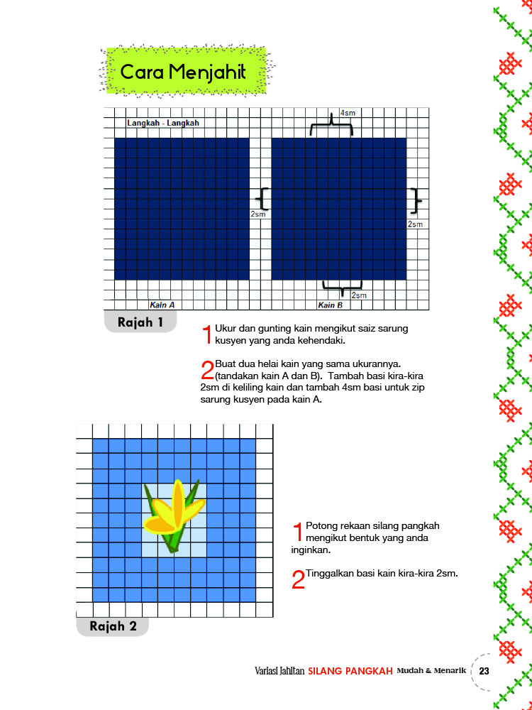 Variasi Jahitan Silang Pangkah Mudah & Menarik