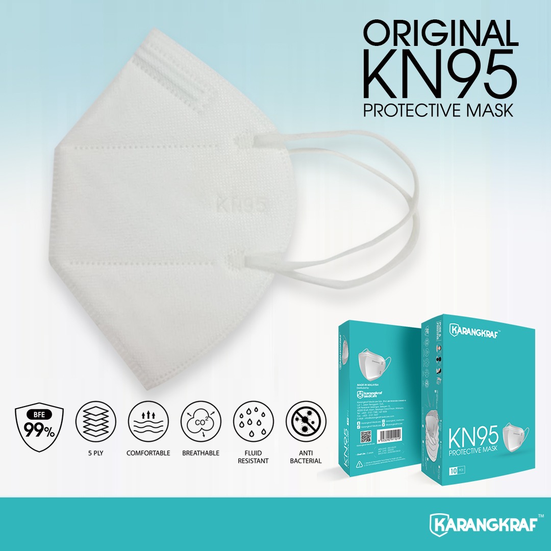 Karangkraf KN95 Face Mask 5ply (White) (Earloop) - 10pcs