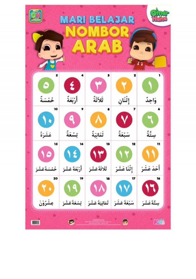 Poster Mari Belajar Nombor Arab Omar & Hana