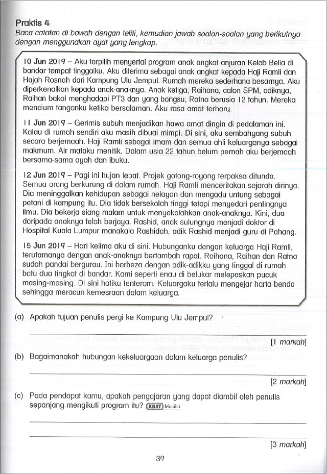 Praktis Topikal UPSR (2019) Bahasa Melayu Tahun 6