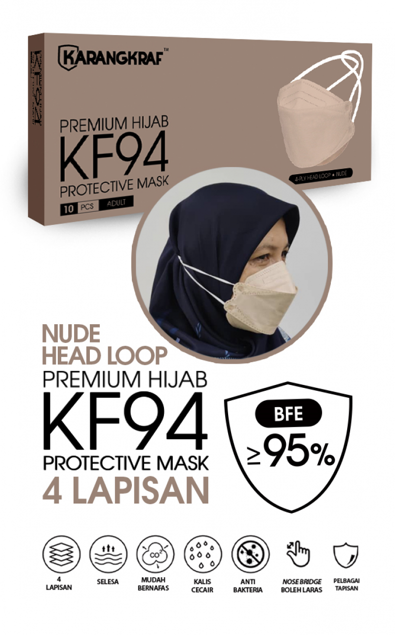Karangkraf KF94 Face Mask 4ply (Nude) (HeadLoop) - 10pcs