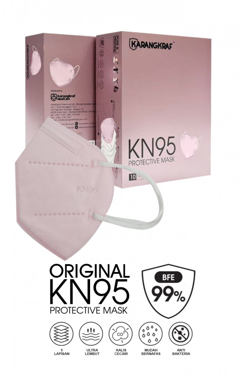 Karangkraf KN95 Medical Protective Face Mask 5ply (Pink) (Earloo