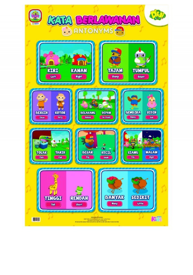 Poster Kata Berlawanan (Antonyms) Didi & Friends