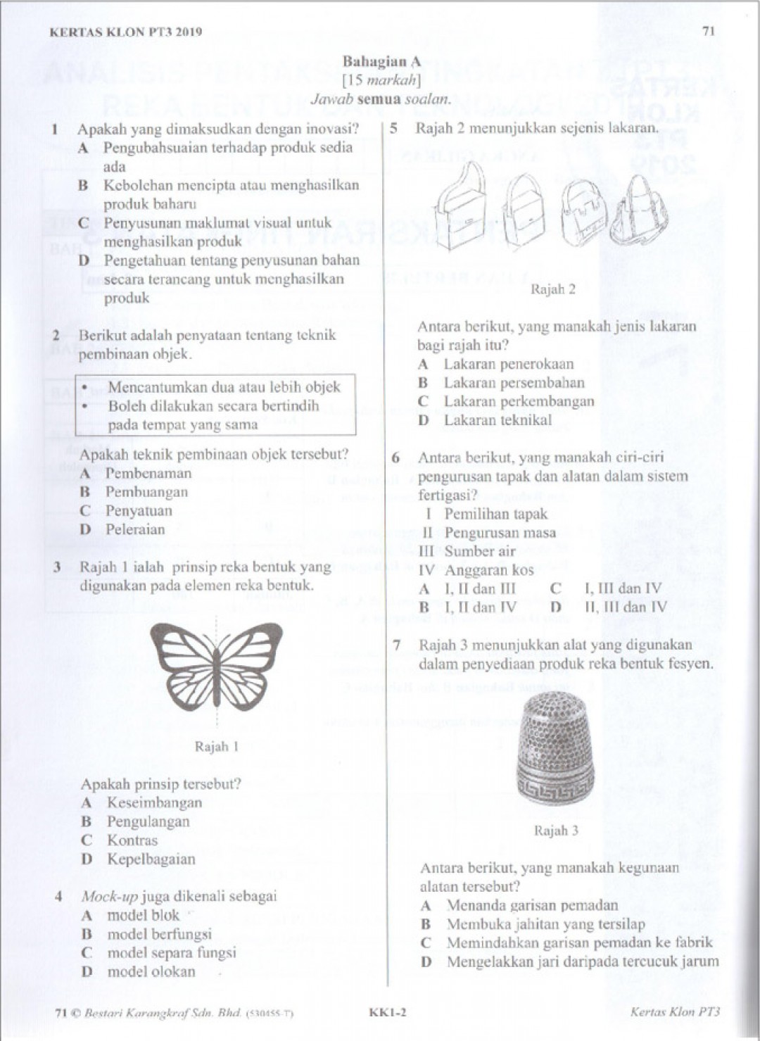 Koleksi Kertas KLON PT3 Reka Bentuk Dan Teknologi 2020