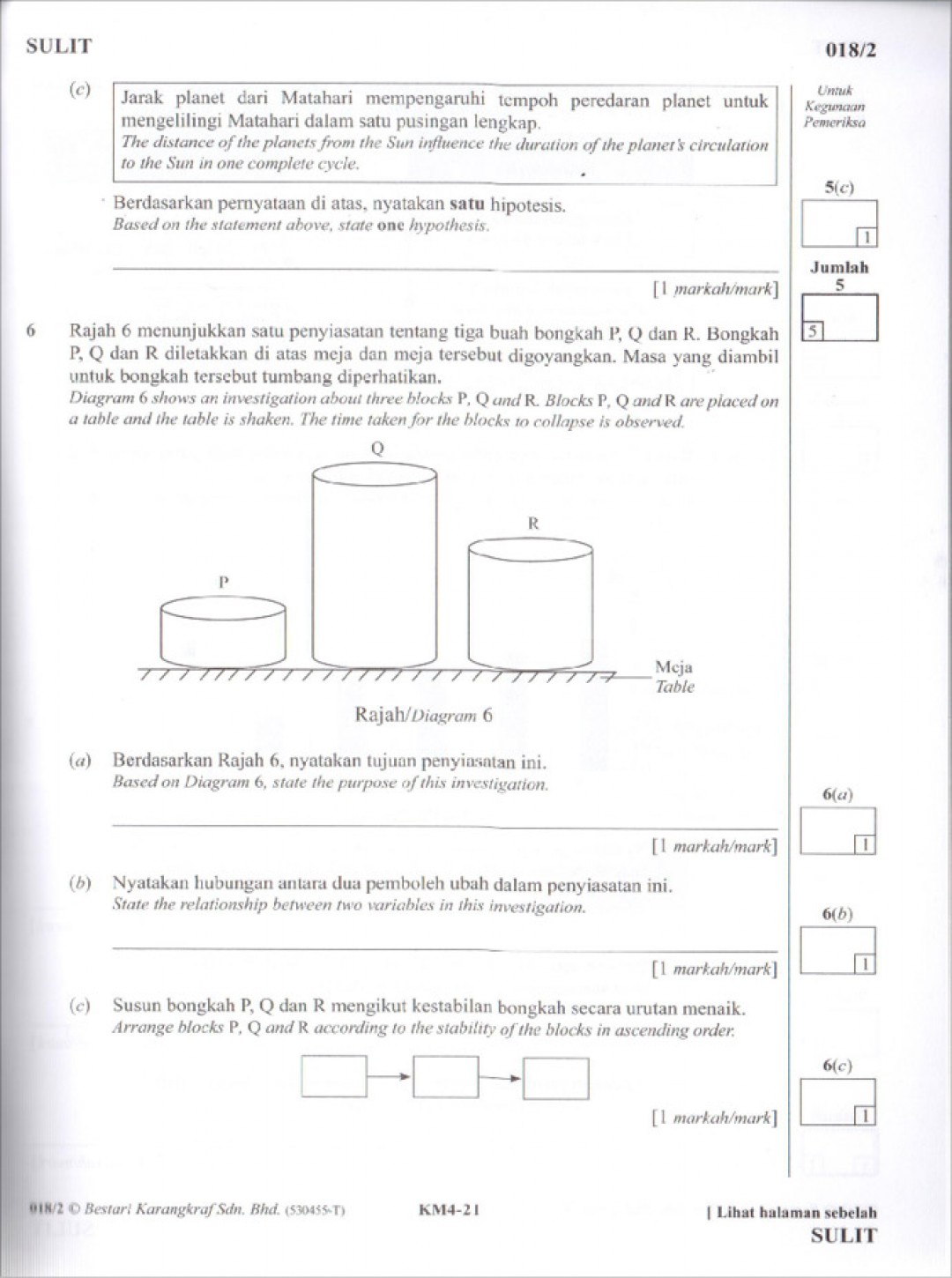 Kertas Model Sebenar UPSR Sains (2020)