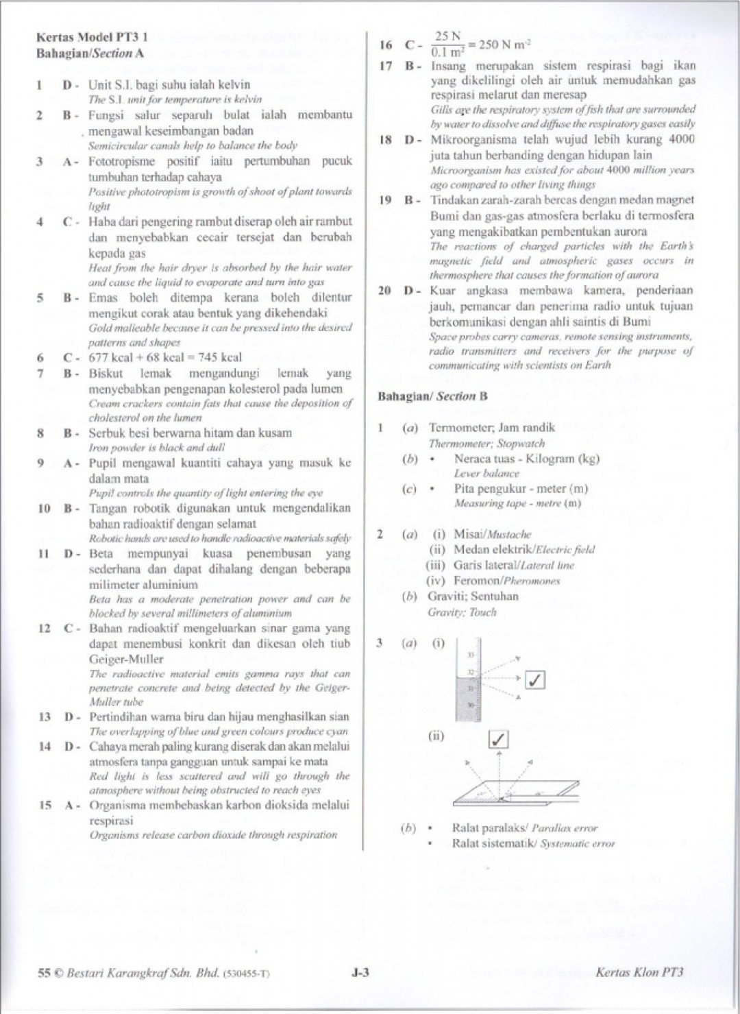 Koleksi Kertas KLON PT3 Sains (Dwibahasa) 2020