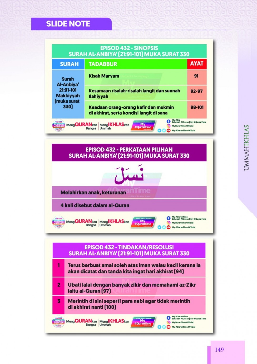 Nota My #QURANTIME Juzuk 17