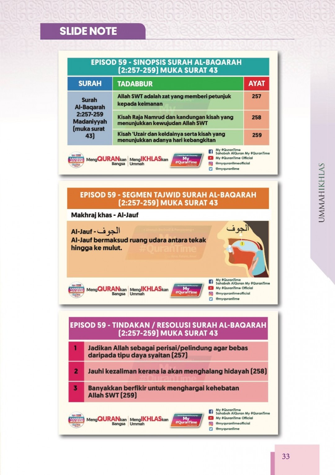 Nota My#QuranTime Juzuk 3