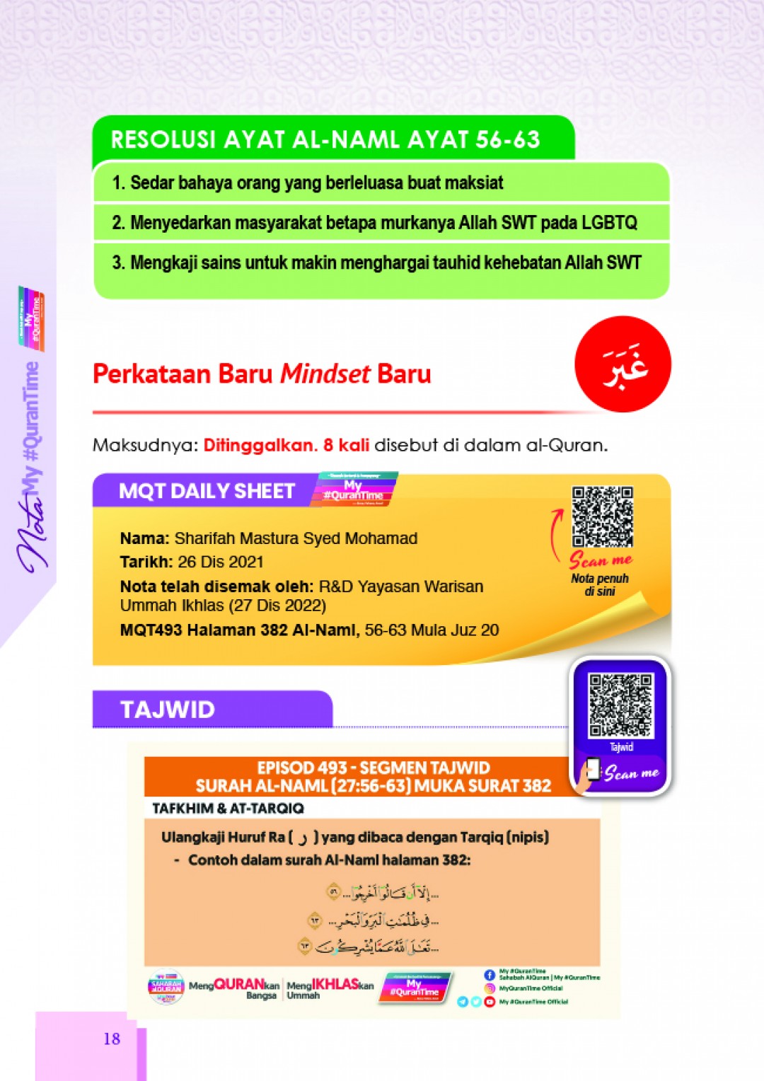 Nota My#QuranTime Juzuk 20