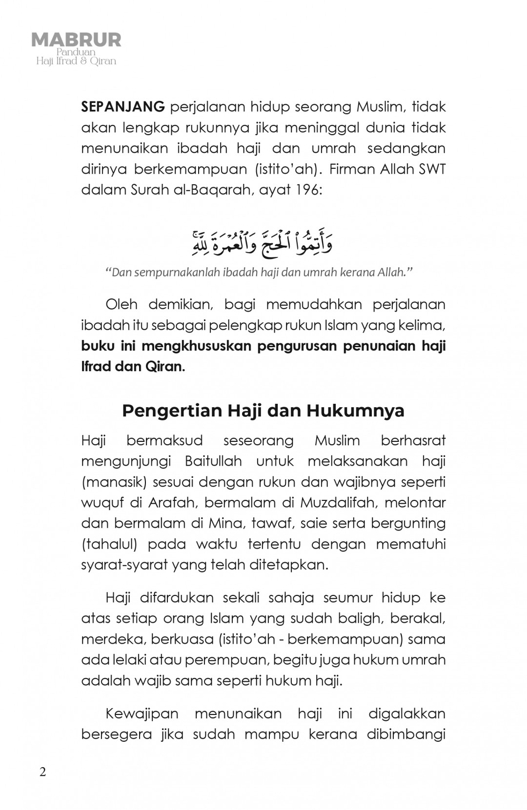 MABRUR Panduan Haji Ifrad & Qiran - Dato Hj Md. Daud bin Che' Ng