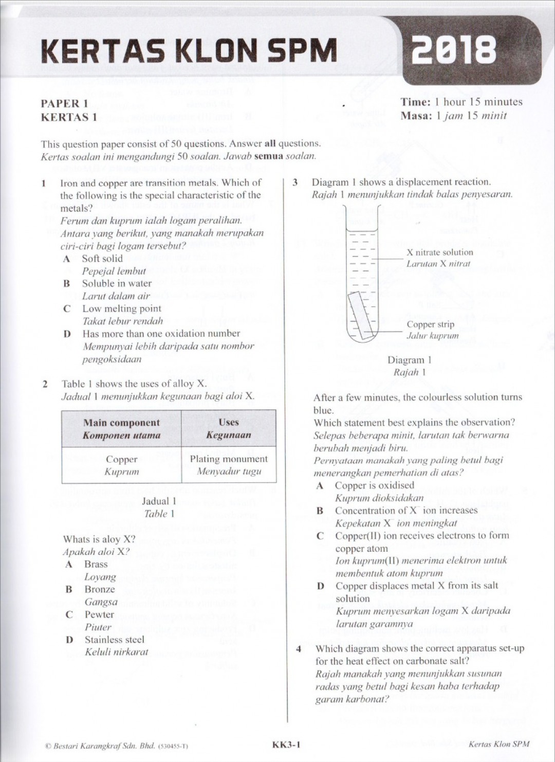 Koleksi Kertas Klon SPM Chemistry (Bilingual)