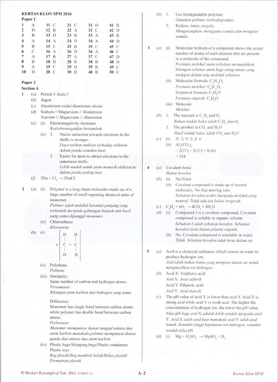 Koleksi Kertas Klon SPM Chemistry (Bilingual)