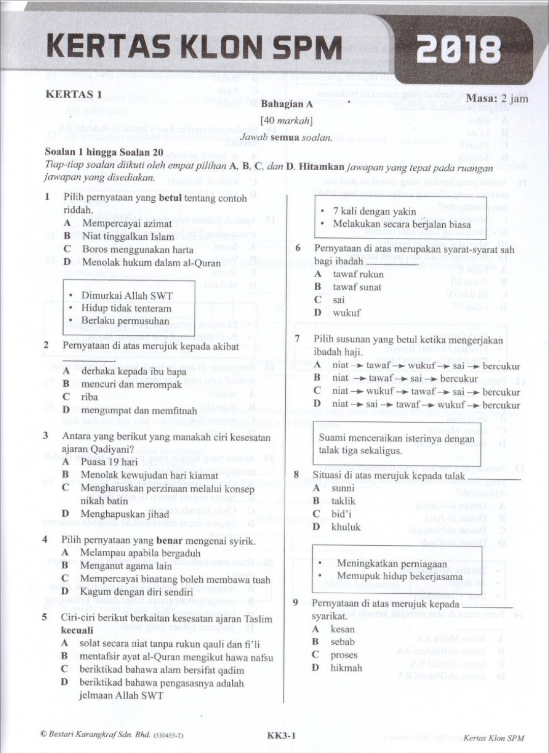 Koleksi Kertas Klon SPM Pendidikan Islam