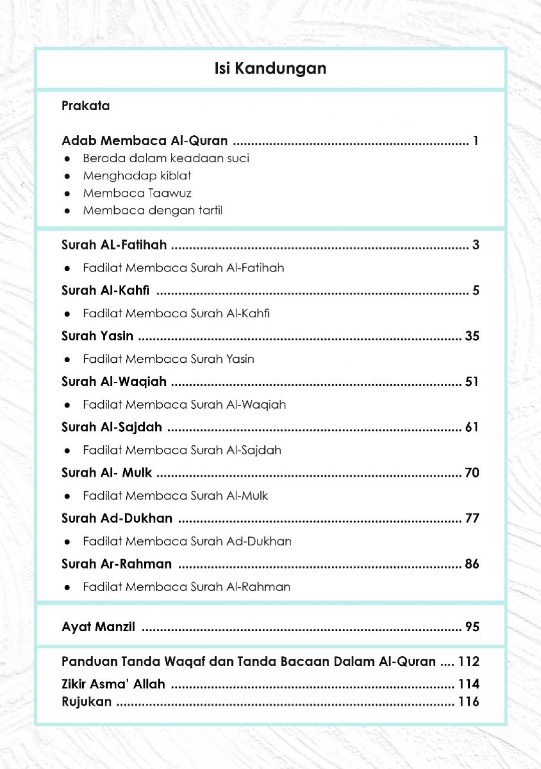 8 Surah Pilihan Amalan Harian